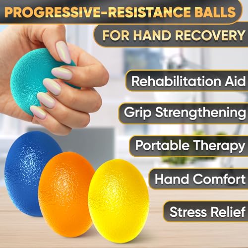 Image of 4 Pcs Squeeze Balls for Hand Therapy - 4 Resistance Levels Hand Exercise Balls for Arthritis, Pleasant to Touch & Lightweight - Physical Therapy Ball for Recovery, Stress Relief, Grip Strength, Focus