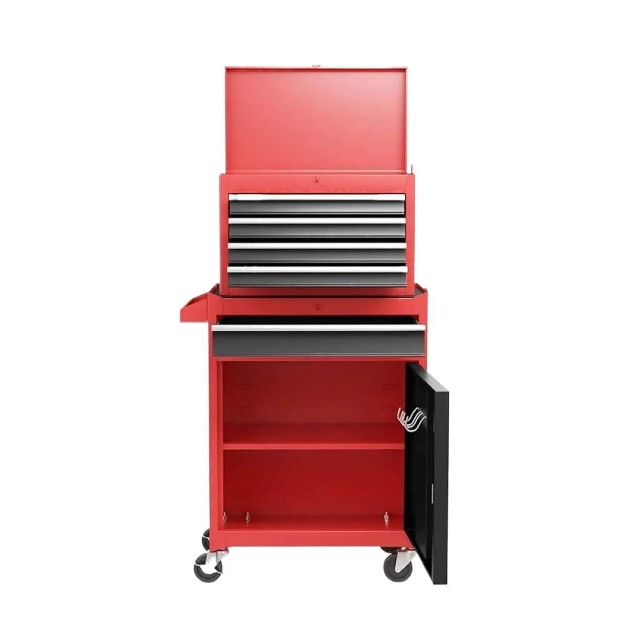 Fzl02068lm Red Tool Case Rolling Garage Workshop Tool Organizer With Detachable 5 Drawer Chest, Liners And Wheels - Box For, Warehouse & Repair Shop Storage Solution(Red)