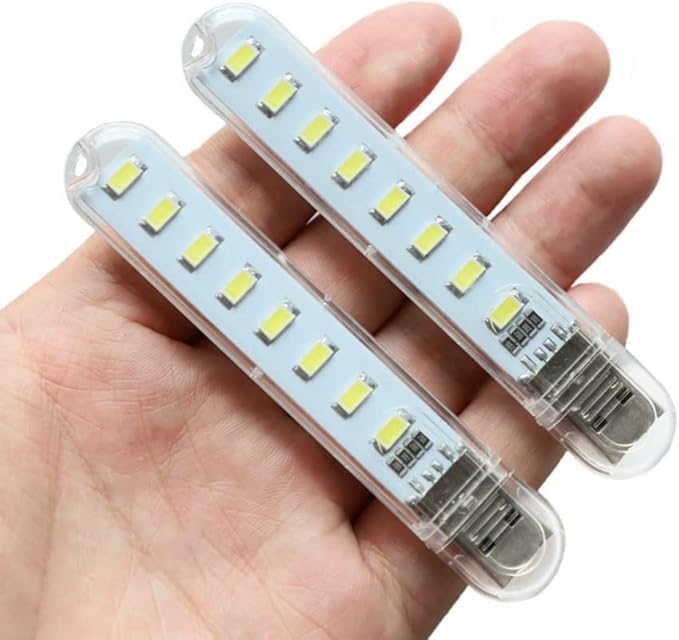 Red ChampionUSB LED Night Light Plug-in | Mini Light Stick with 8 LED Beads | Portable USB Lamp for Power Bank, Power Brick & Laptop | White | Pack of 2-image-16