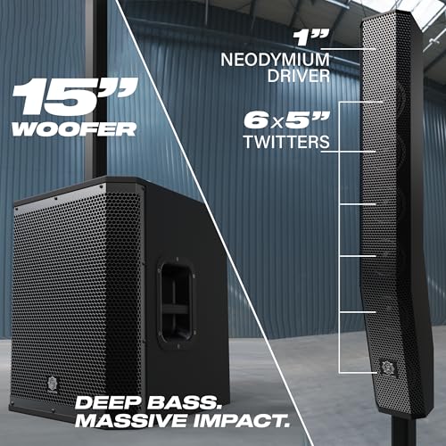 Image of DIGIMORE 2800W Portable Column Line-Array with 15 inch Powered Subwoofer | Bluetooth v5.4 & TWS | 4 DSP Modes | 2 XLR /6.35mm Input Ports | Ideal for DJ, Live Events & Performances (DCL-15W)