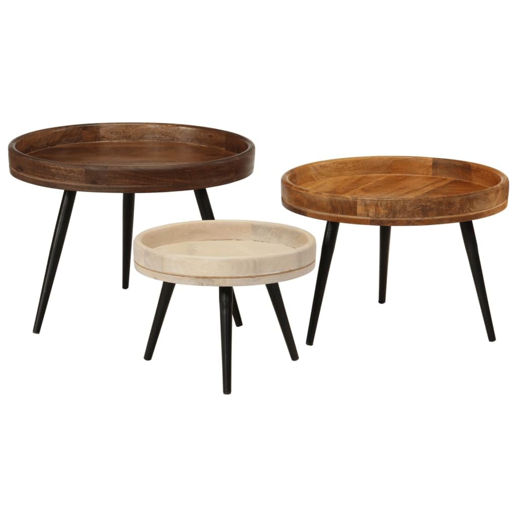 Tables Basses Rondes Bois de Manguier Mangloder : L'Authenticité d'un Design Chaleureux
