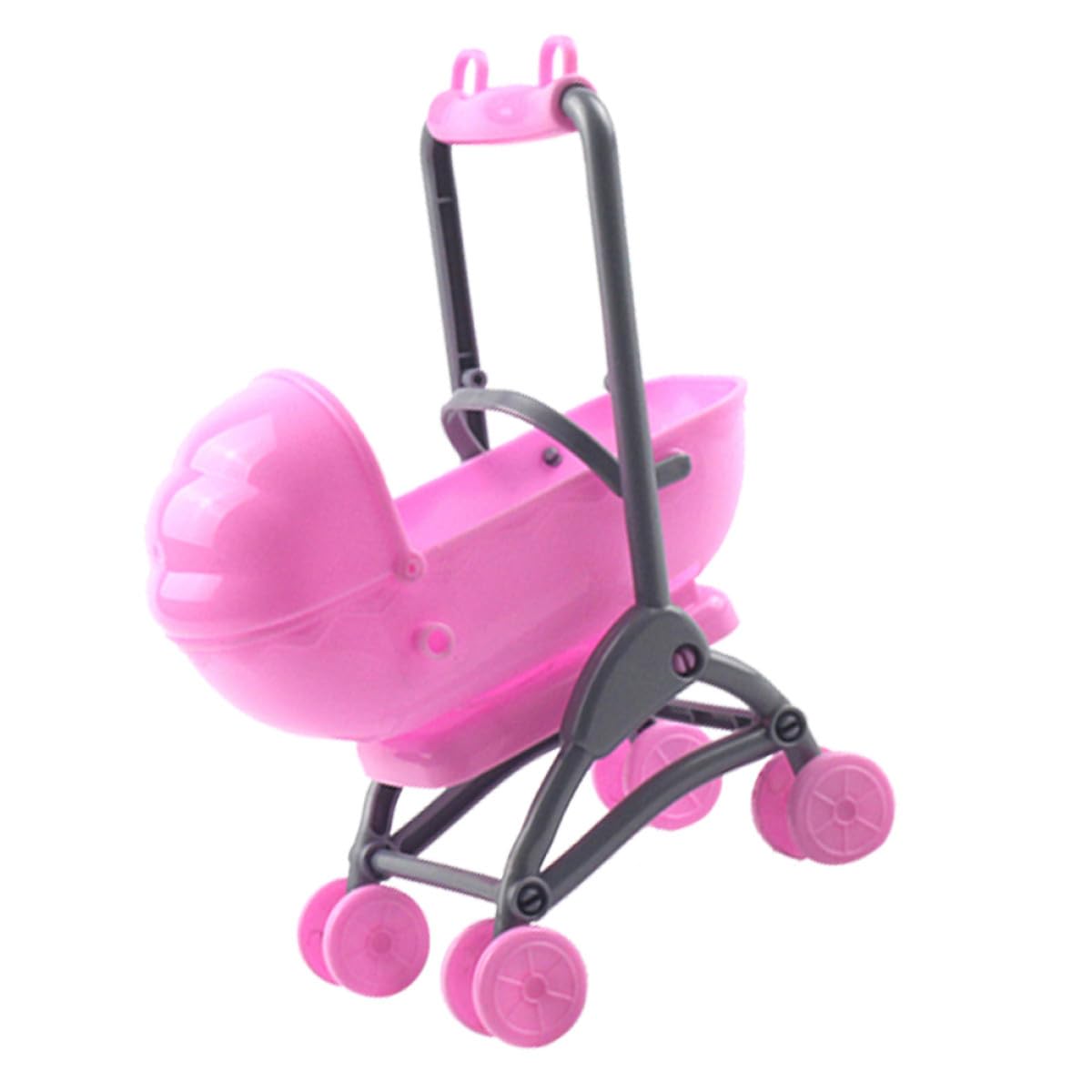 Pink Plastic Doll Stroller Toy for Kids Pretend Play and Decoration
