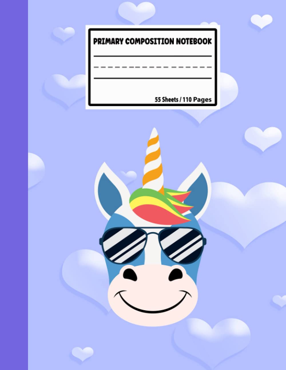 Unicorn Boy Shades Primary Composition Notebook K-2 Half Ruled: Handwriting Practice Paper with Drawing Space