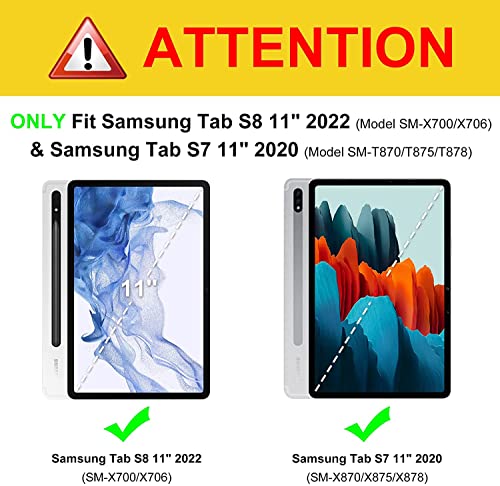 Image of SwooK Hybrid Case for Samsung Galaxy Tab S8 / S7 11 inch SM X700 X706 T870 T875 T878 with S Pen Holder Shockproof Clear Back Shell Auto Wake /Sleep Flip Cover Case (Navy Blue)