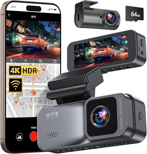 Osmo Dashcam Pro 2.0 4k with Front and Rear Camera, GPS, Free 64GB Card, Dashcam with Parking Monitoring, 170° Wide Angle, Night Vsion & Parking Mode