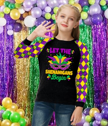 Image of Remimi Girls Thanksgiving Shirts Buffalo Plaid Raglan Tee Cute Turkey Holiday Party Long Sleeve Tshirt 5-14 Years