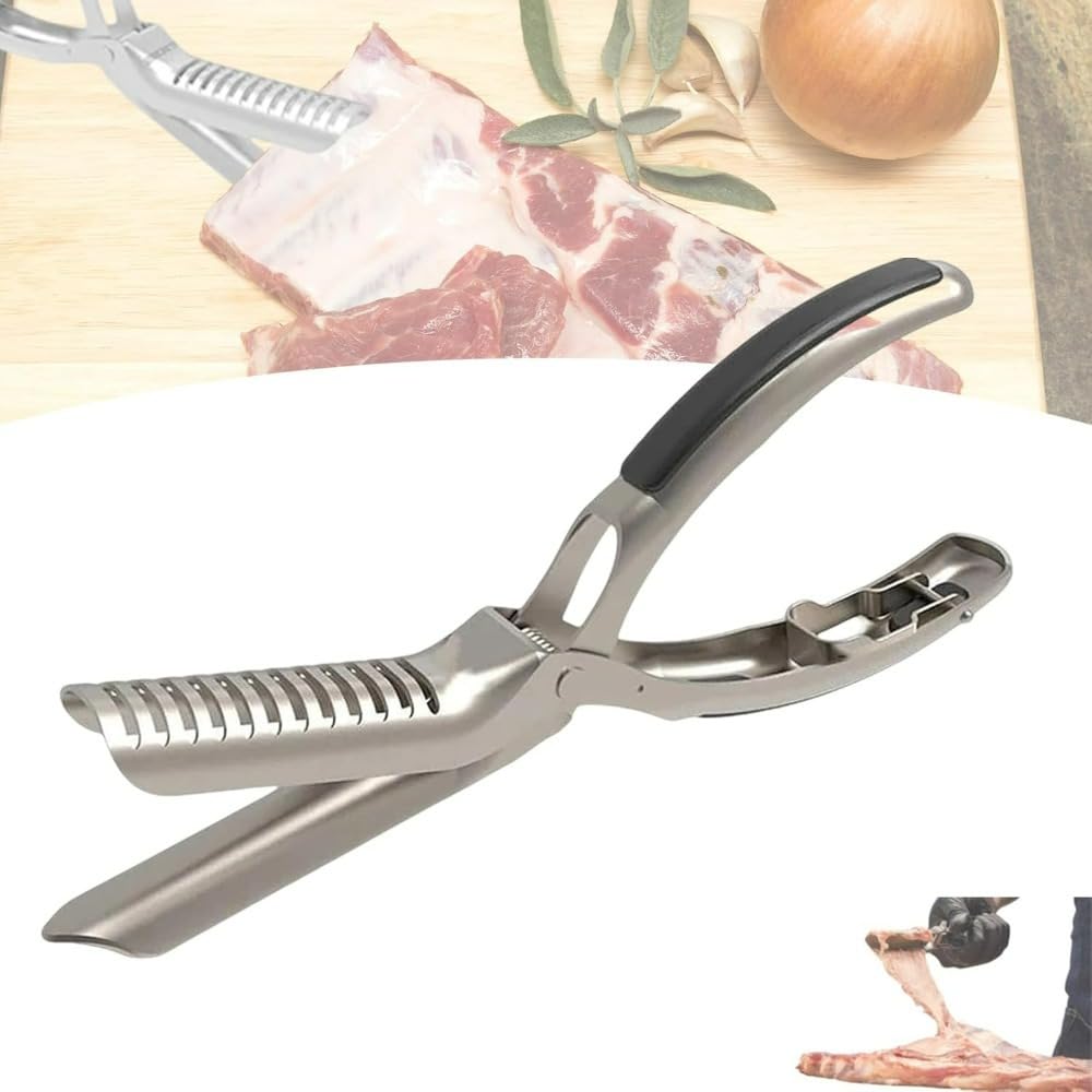 Rib Membrane Remover Stainless Steel Tool - BBQ Pork Rib Cuticle Remover, Grill Accessories for Spare Ribs, Easy to Clean, Dishwasher Safe, Professional Kitchen Aid (Silver (2 Pieces)