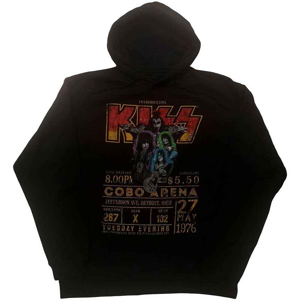 Kiss Hoodie Cobra Arena 1976 Band Logo Official Mens Black Pullover L