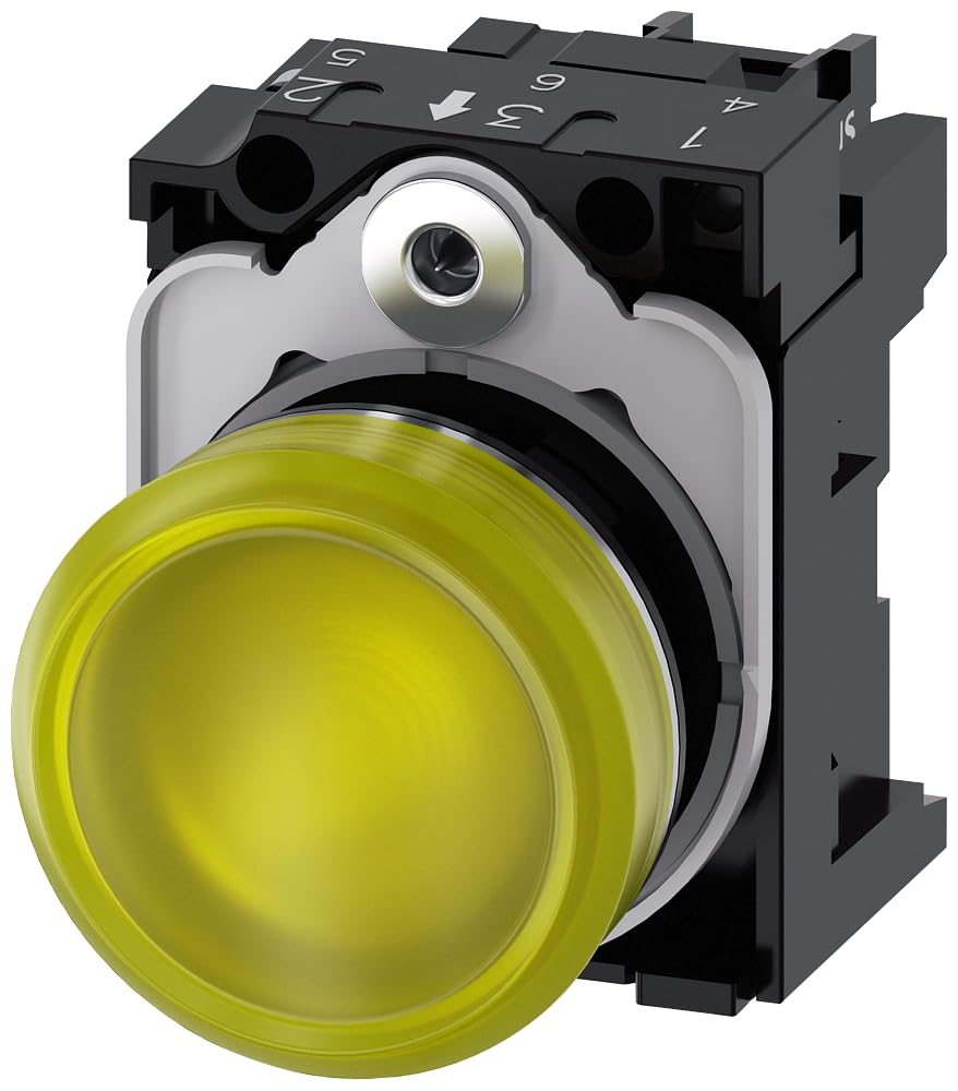 Lampe signalisation Jaune Siemens Sirius ATC pour sécuriser les commandes industrielles 24V