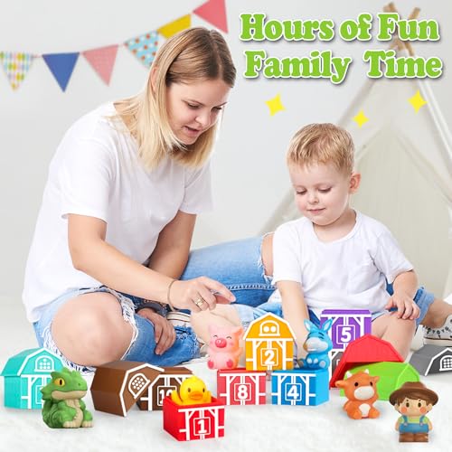 Image of Montessori Learning Toys for 1,2,3 Year Old Toddlers, 20Pcs Farm Animal Preschool Sensory Toys for Counting, Matching, Sorting & Fine Motor Games, Christmas Birthday Easter Gift for Baby Boys Girls