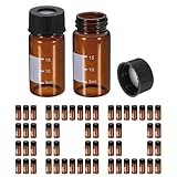 PATIKIL 20ml Autosampler Vial, 100 Pack HPLC/GC Vials 9-425 Lab Amber Vials Sample Vial Screw Cap Writing Patch White PTFE & Silicone Septa for LC Stamper