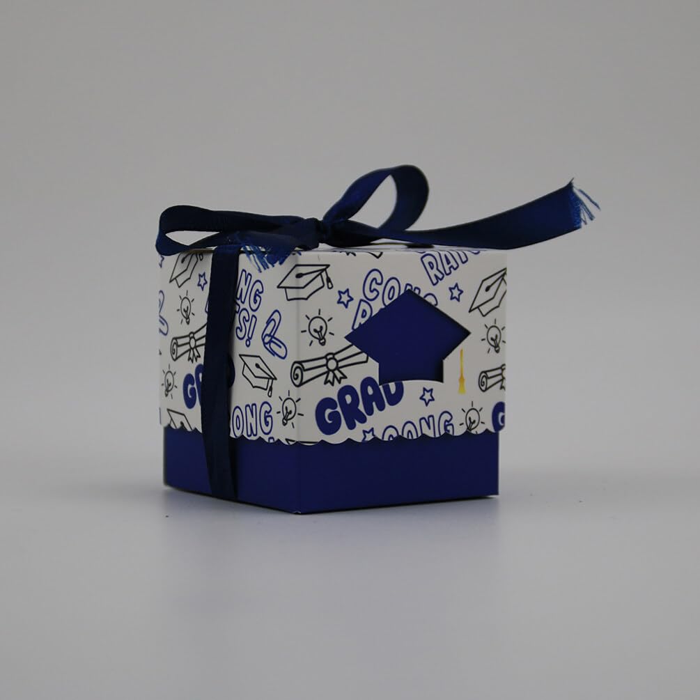 PRETYZOOM 50stücke Graduation Boxen Blaues Abschluss-hut Design Süßigkeitenboxen Für Feiern Für Snacks Und Zur Abschlussfeier Für Bachelor-feiern