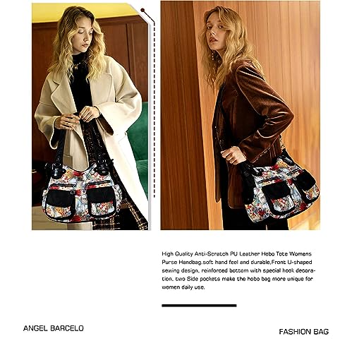 Image of Angel Kiss Women's Designer Handbag Large Double Zipper Multi Pocket Washed Leather Purse