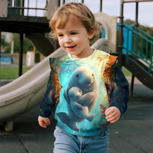 Uourmeti Toddler Girls Long Sleeve Ruffle Tee Shirts Loose Fit Sweatshirts for Kids Casual Outfits4