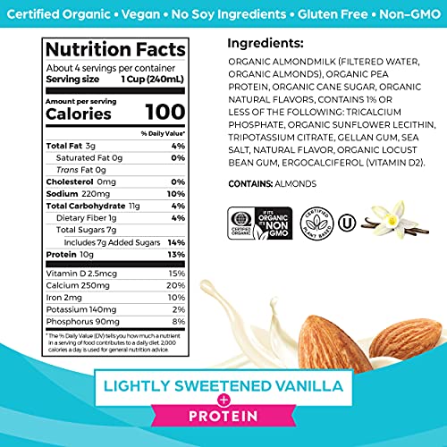 Orgain Organic Vegan Protein Almond Milk, Lightly Sweetened Vanilla - 10G Plant Based Protein, With Vitamin D & Calcium, Gluten Free, Dairy Free, Lactose Free, Soy Free, 32 Fl Oz (Pack Of 6) #TOP1