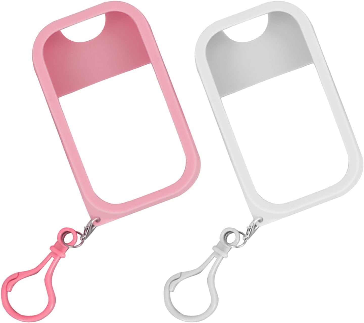 2PCS Silicone Case Suitable with Hand Sanitizer Spray, Protecting Case with Keychain for Energy Mist and Glow Mist 1.69fl.oz, Hand Sanitizer Spray Accent (White & Pink)
