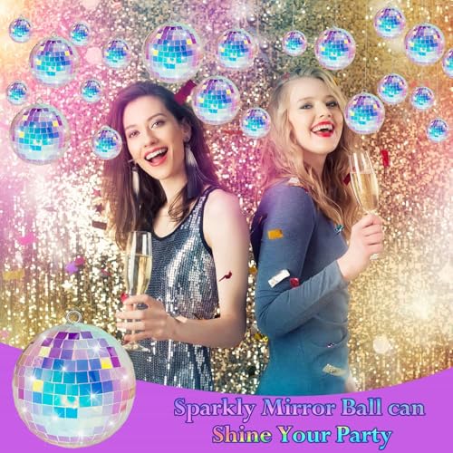 Discokugeln Set,12Pcs Spiegelkugel,Silberne Hängekugel,Klein Spiegelkugel Mini,Silberne Spiegelkugeln,Spiegelkugel Zum Aufhängen,Mirrorball,Discokugel Deko,Disco Ball für Party,Klassische Discokugel