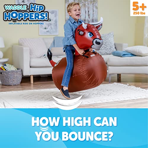 Waddle Hip Hoppers Bouncy Hopper Inflatable Hopping Animal Bouncer, Supports Up to 250 Pounds, Ages 5 and Up (Brown Bull) by WADDLE - Image 2