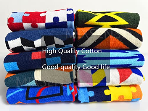 Mixsense Mens Funky Cool Colorful Funny Design Casual Combed Cotton Crew Dress Socks Pack (Mix1) #TOP2