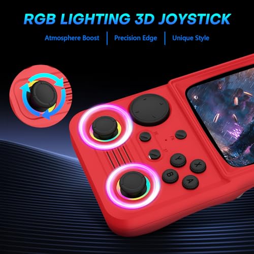 Image of R36TMAX Retro Handheld Game Console, Retro Gaming Console with 4.0 Inch 720x720 IPS Screen, Portable Handheld Linux System, 4000mAh Battery (Dark Red-128GB)