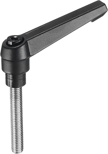 Miniatura 68 de uxcell Palanca de sujeción ajustable M8 x 1.181 in métrica 304 acero inoxidable macho roscado perillas de mano con botón de trinquete giratorio