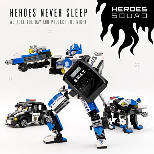 JITTERYGIT Robot Police Mech Glow in The Dark Toy Cop Gift, SWAT Action Figure Buildable STEM Building Superheroes Soldier - Cool Present for Boys, Girls, Kids, Children Ages 6 7 8 9 10 Year Olds by JITTERYGIT - Used condition - Image 7