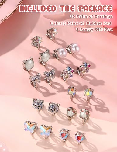 Thunaraz 10 Pairs Clip on Stud Earrings Non Pierced Butterfly Flower Pearl CZ Clip on Earring for Girls Women Hypoallergenic Non Pierced Earrings Set for Girls4
