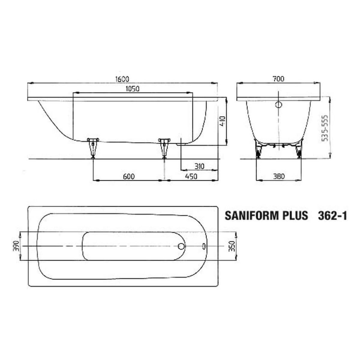 Kaldewei Saniform Plus modelo 362-1 - Bañera (160 x 70 x 40 cm), color blanco