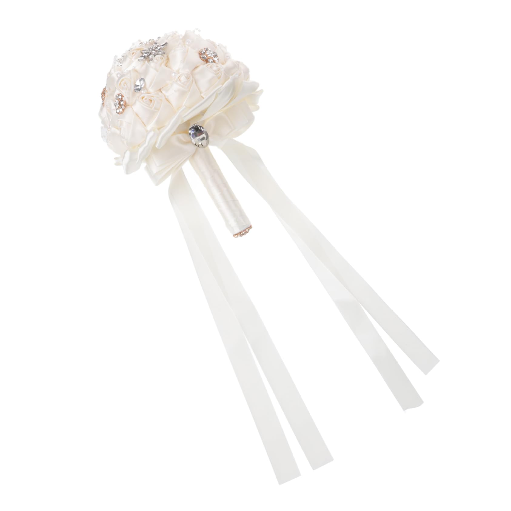 Abaodam Brautstrauß mit Schleife, 1 Stück, Dekorativ für Hochzeit | Ribbon mit Strass, Lebendig Wirkende Optik, für Braut und Familie, Geeignet für Wohnzimmer