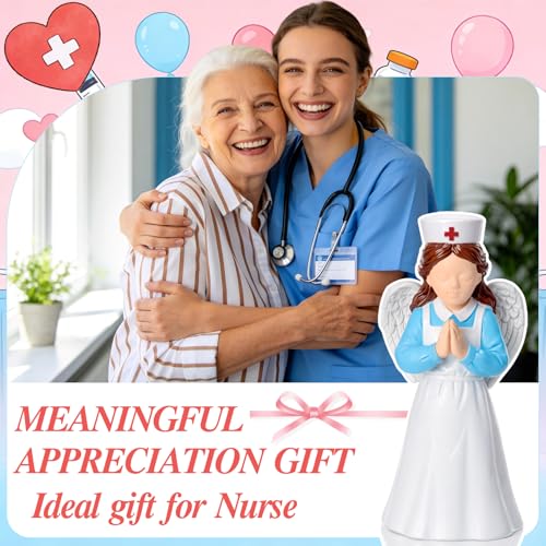 GGSTDDUP Nurse Angle Figurine 3.9 Inch Nurse Resin Doll Desk Decor Gift for Nurses Practitioner, Nurses Day Souvenirs, Healthcare Workers Home Office Desktop Decor — view 4