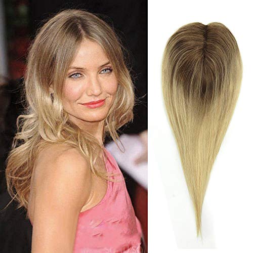 RemeeHi Mono 100% Cabello humano postizo Remy recta clip en ombre parte media del pelo color del cliente 65 g cierre invisible 16 pulgadas T4/613 # Rubio claro