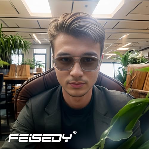 FEISEDY Retro Square Aviator Sunglasses Women Men, 70s Small Vintage Rectangle UV400 Sun Glasses B91202