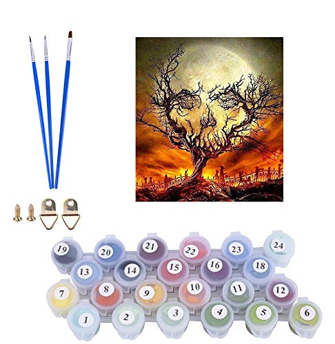 Acengxi Paint By Numbers Halloween Diy Paint By Numbers Kits Halloween Diy Canvas Paint By Numbers Skull Acrylic Painting Home Decor Paint By Number For Adults Kids Beginners Sugar Skull 16X20In #TOP5