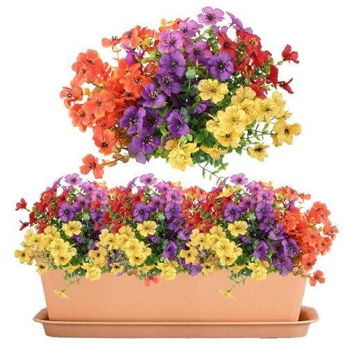 WQDD STANPET Fleurs Artificielles – Lot de 6 Fleurs Artificielles Cimetiere & Extérieures UV Résistantes pour Jardin, Balcon, Terrasse et Pot