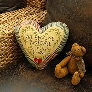 Cvhomedeco primitive grungy stuffed small bear ornament with rusty bell collar 8 x 6 inch  urban country home decor