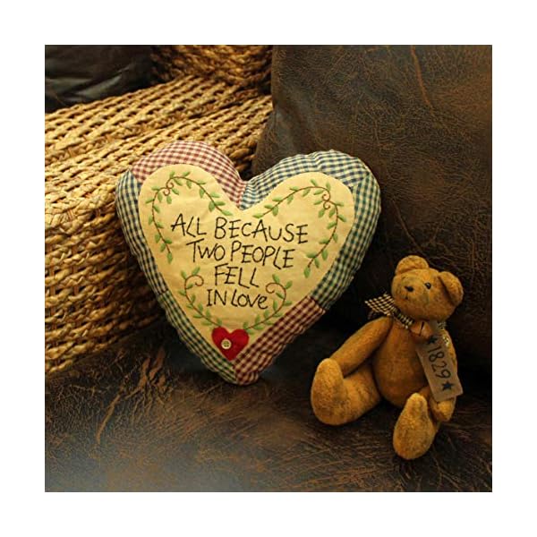 Cvhomedeco primitive grungy stuffed small bear ornament with rusty bell collar 8 x 6 inch  urban country home decor