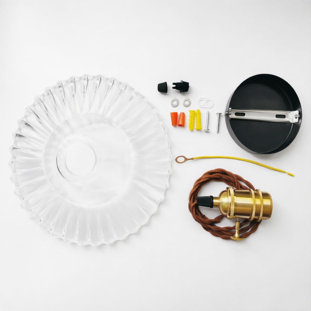 Lampa Wisząca Szklana Transparentna E27 Sufitowa Vintage Industrialna z Mosiężnym Wykończeniem Retro do Kuchni Salonu Baru