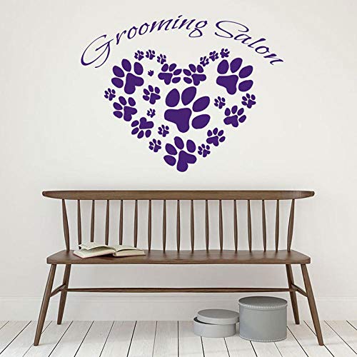 ZJfong Wandtattoos Tier Liebe Fußabdruck  Pflege Salon Hund Katze Welpen Haustiere Pet Shop Decor Vinyl Aufkleber Kunst Wandbilder 54x42cm