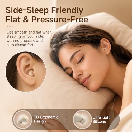 Image of Discreet Invisible Mini Earbuds Wireless Bluetooth Micro Hidden Sleep Tiny Small Earbuds for Sleeping Ear Buds for Small Ears Spy Earpiece Hidden Mini Invisible Headphones for Work Orange