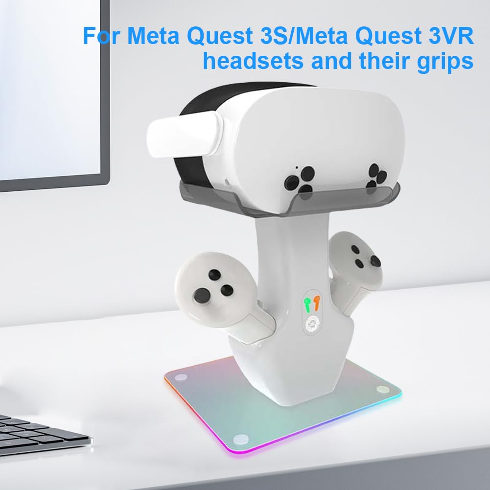 LYEAA Stacja ładująca pasująca do Meta Quests 3S/Quest 3 zestaw słuchawkowy i kontroler, podstawka ładująca, stacja ładująca