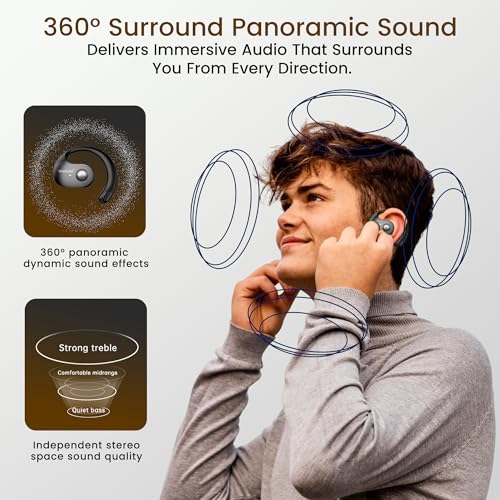 Image of WeCool Moonwalk Mini New Open Ear Earbuds Wireless with Call Noise Reduction, 60H Playtime Bluetooth 5.4 Ows Earphones with 360 Panoramic Sound, 16mm Drive Ear Safe Headphones with Mic, IP55
