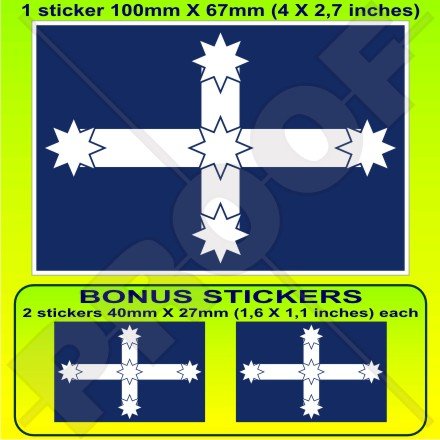 Australia EUREKA STOCKADE Flag Australian 4" (100mm) Vinyl Bumper Sticker, Decal x1 +2 BONUS