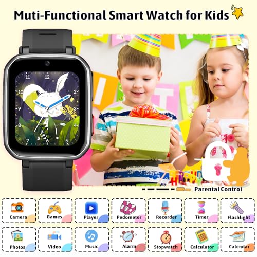 zicor Kids Game Watch Gift with 26 Puzzle Games, Dual Camera, Music Player, Pedometer, Video Recorder, Flashlight, Alarm Clock,Educational Toy for Boys Girls Age 4-12 Years Old,Birthday - Image 4