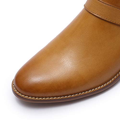 Image of Mona flying Womens Leather Ankle Boots Side Zipper Low Heel Short Booties