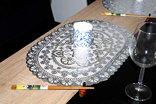Ruwado Dessous de Table, napperons, napperons Brillants Argent Design élégant et Extravagant. Sets de Table en PVC lavables et résistants à la Chaleur - 30 x 45 cm Cover