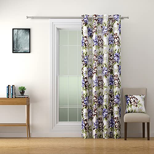 Image of Swayam Polyester Window Curtains for Bedroom, Living Room and Kids Room, Home Decor Fashion Printed Set of 2 Curtains with Eyelet (5 feet) -Purple Floral