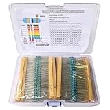 3120Pcs 156 Values Metal Film Resistor Kit 1 Ohm-10M Ohm 1/4W 1% Tolerance Fixed Resistors Assortment Kit with Storage Box