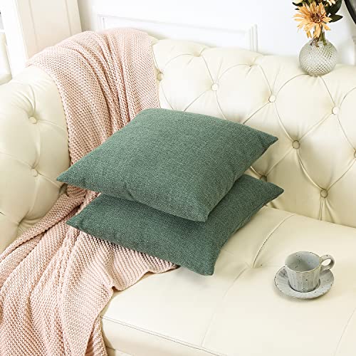 Shanluo Throw Pillow Covers 24X24 - Decorative Pillows For Couch Set Of 2 Rustic Burlap Linen Cushion Cover Large Accent Pillowcase For Bedding, Home Decor, Sofa, Bed Outdoor Farmhouse Fall Green #TOP3