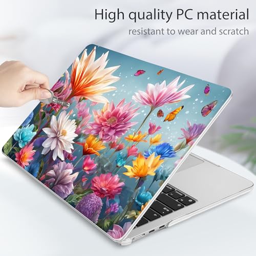 Image of Tuiklol for MacBook Air 13 inch Case M5 2026 M4 2025 M3 2024 M2 2022 Release Model A3449 A3240 A3113 A2681,Plastic Hard Shell Cover for MacBook Air 13.6 with Touch ID, Multicolored Floral