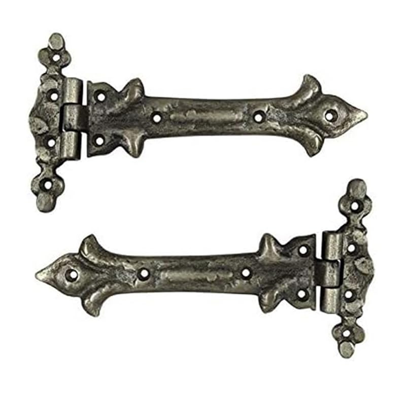 Adonai Hardware Adonijah Antique Cast Iron Strap T Hinge (7.9" x 2 Pack, Antique Brushed Nickel) for Barn Doors, Gates, Kitchen Cabinets, Sheds, Wooden Box, Furniture, Cedar Chest and Trunks